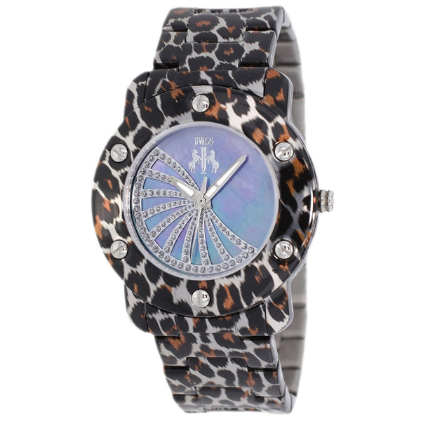 Jivago Women's JV4412 Feline Crystal Leopard Pattern Leopard Print Stainless Steel Watch