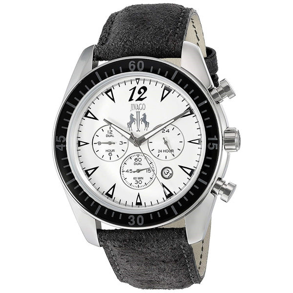 Jivago Men's JV4510 Timeless Chronograph Black Leather Watch