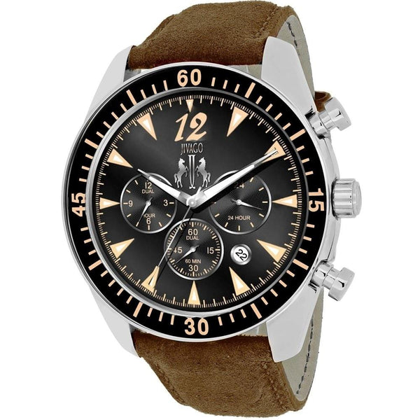 Jivago Men's JV4513 Timeless Chronograph Brown Leather Watch