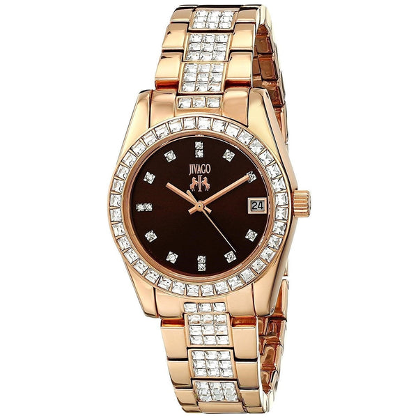 Jivago Women's JV6413 Magnifique Crystal Rose Gold-Tone Stainless Steel with Sets of Crystal Watch