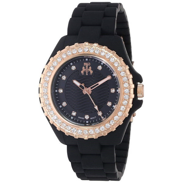Jivago Women's JV8212 Cherie Crystal Black Silicone Watch