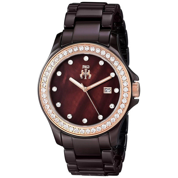 Jivago Women's JV9414 Ceramic Crystal Maroon Ceramic Watch
