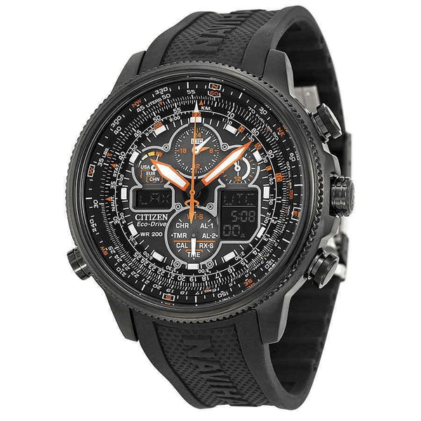 Citizen Men's JY8035-04E Eco-Drive Chronograph Black Silicone Watch