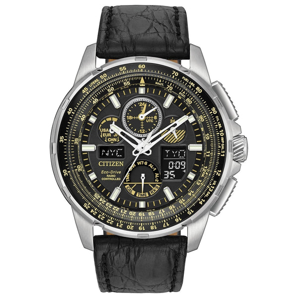 Citizen Men's JY8057-01E Skyhawk A-T Chronograph Black Leather Watch