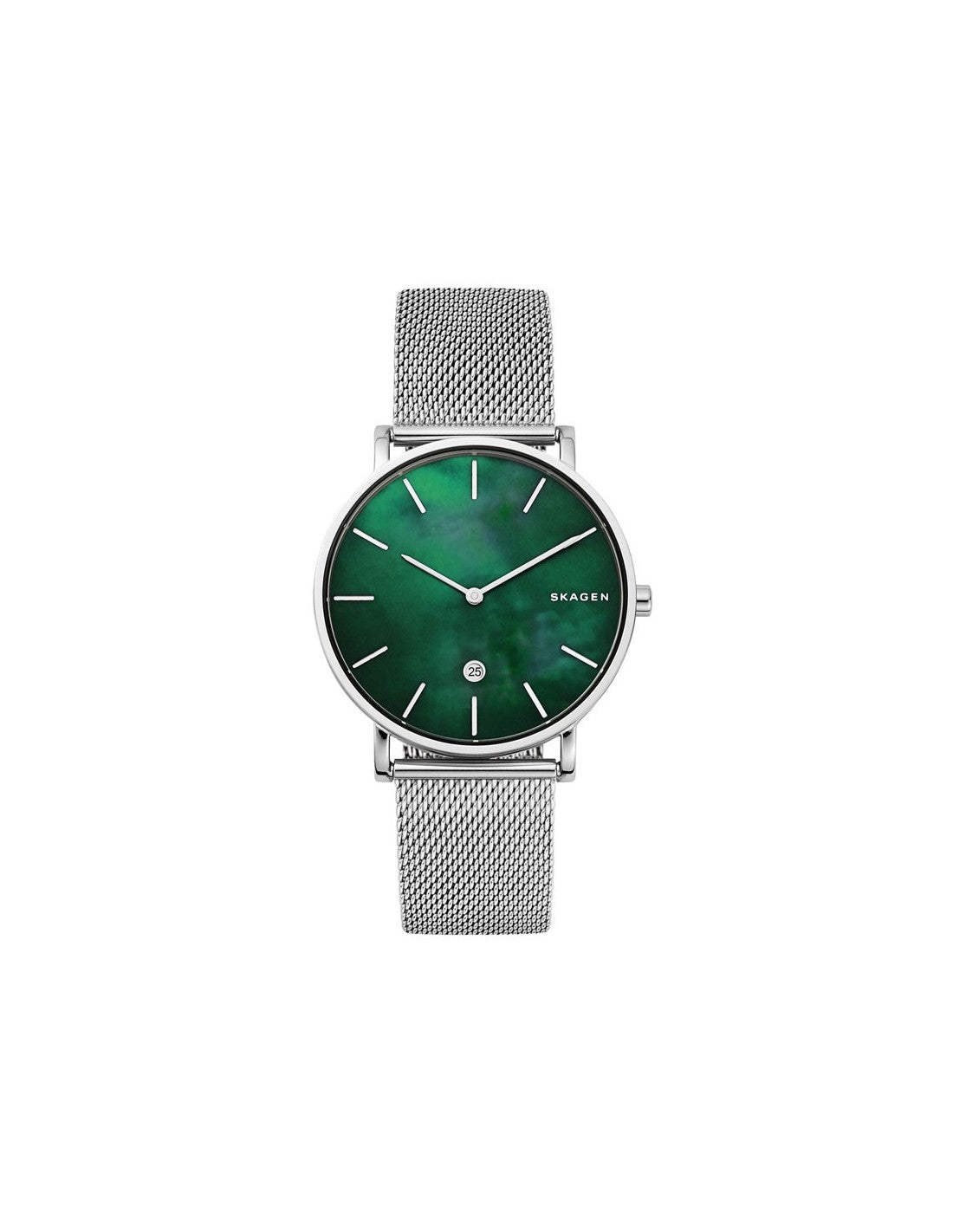 Hagen Slim Mesh Watch (Silver/Green)