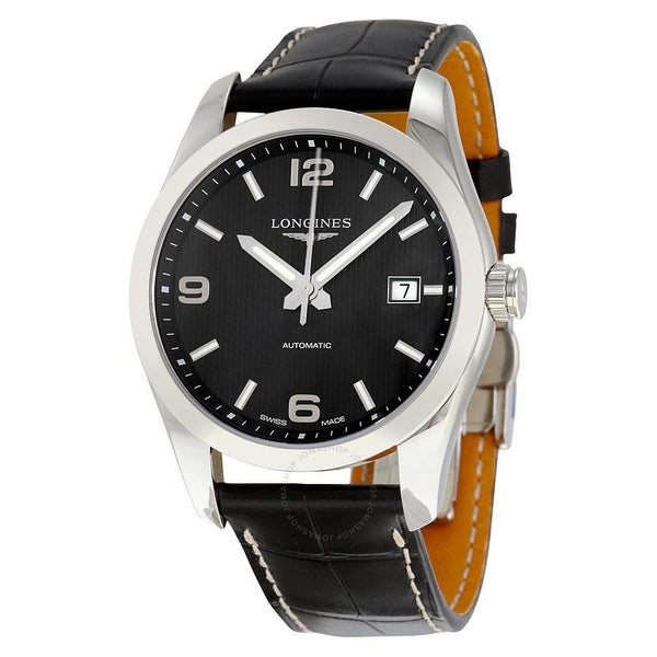 Longines Men's L2.785.4.56.3 Conquest Classic Black Leather Watch