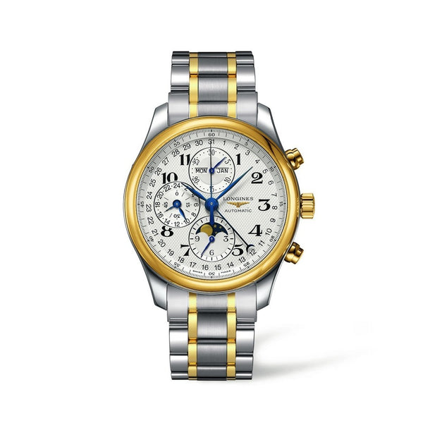 Longines Men's L27735787 Master 18kt Yellow Gold Chronograph Moonphase Automatic Two-Tone Stainless Steel Watch