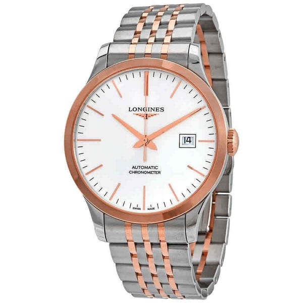 Longines Men's L28215727 Record Two-Tone Stainless Steel with 18kt Rose Gold Links Watch