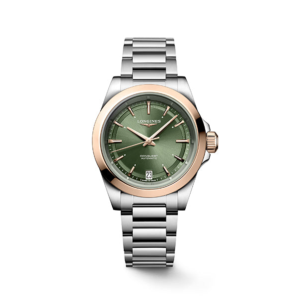 Longines Rose Gold Conquest Green Dial 34mm - L3.430.5.02.6