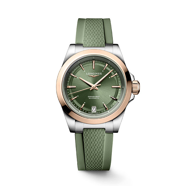 Longines Rose Gold Conquest Green Dial 34mm - L3.430.5.02.9
