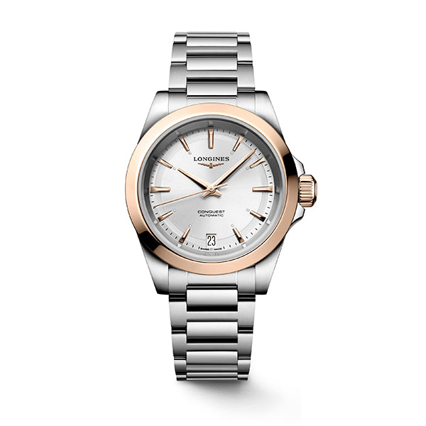 Longines Rose Gold Conquest Silver Dial 34mm - L3.430.5.72.6