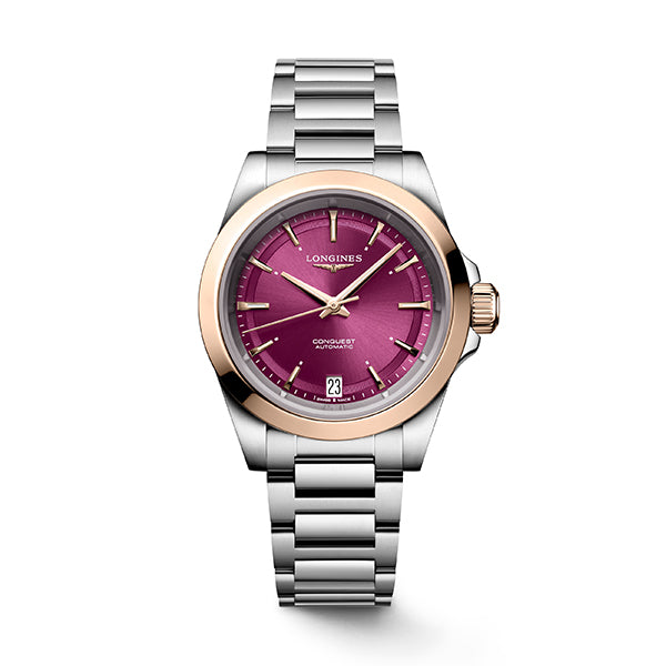 Longines Rose Gold Conquest Purple Dial 34mm - L3.430.5.98.6