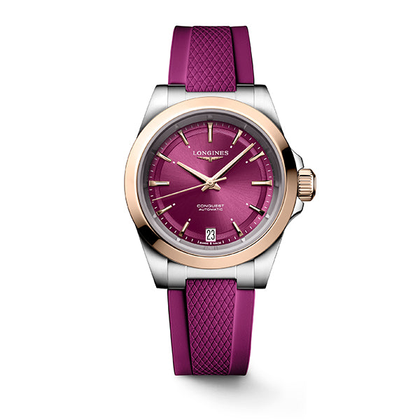 Longines Rose Gold Conquest Purple Dial 34mm - L3.430.5.98.9