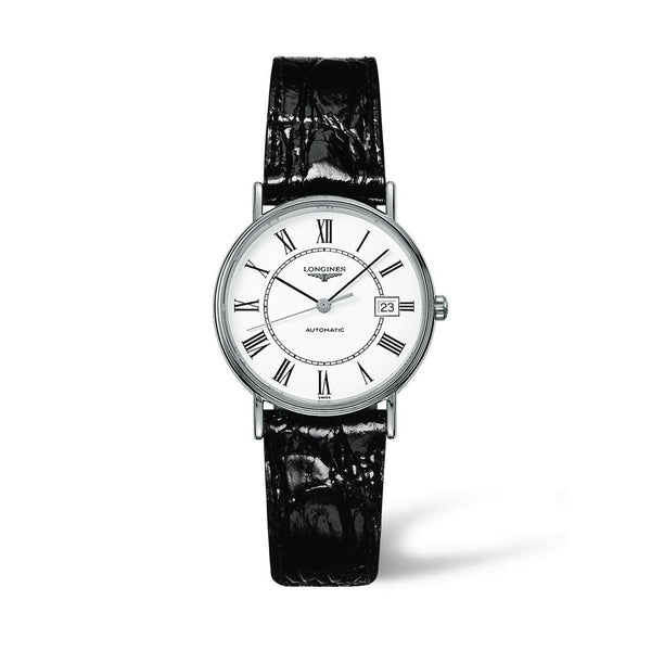 Longines Women's L4.821.4.11.2 Presence Black Leather Watch