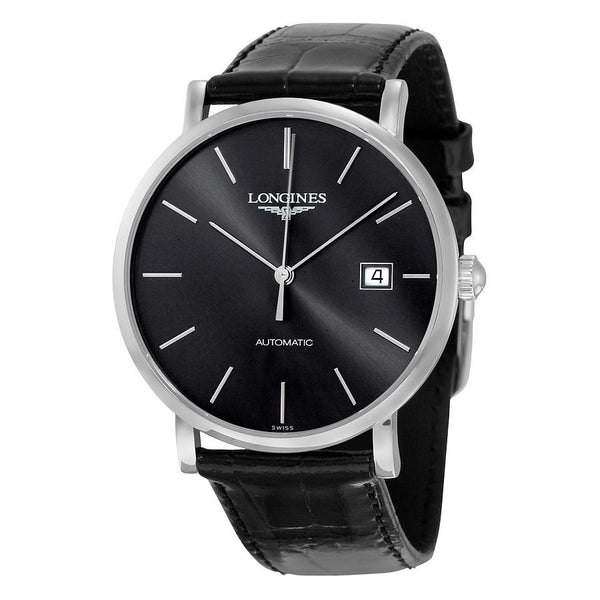 Longines Men's L4.910.4.72.2 Elegant Black Stainless Steel Watch