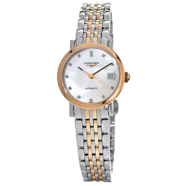 Longines Women's L43095877 Elegant Two-Tone Stainless Steel with 18kt Rose Gold Links Watch