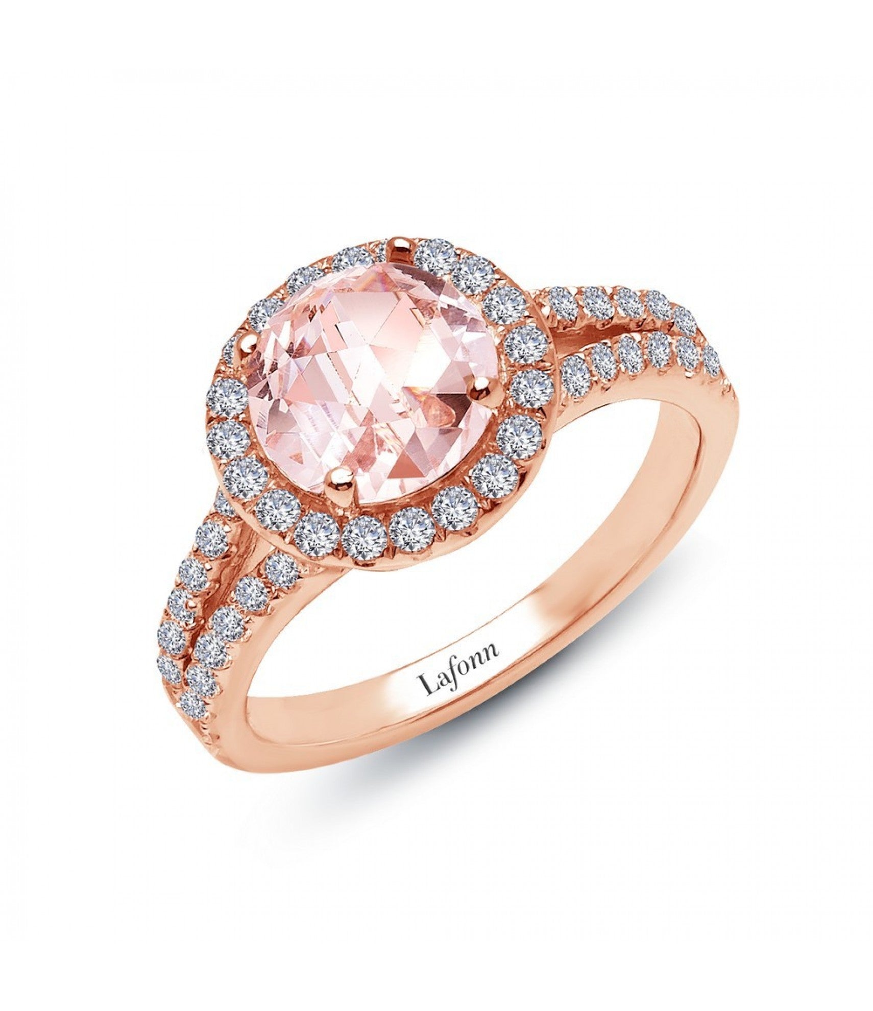 Split Shank Circular Halo Engagement Ring (Rose-Gold)