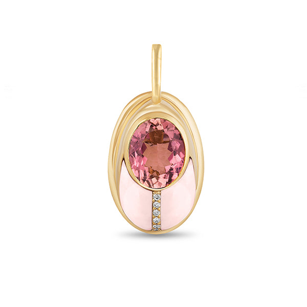 Mason & Books 14K Yellow Gold Pink Tourmaline and Pink Opal Pendant - LBN050