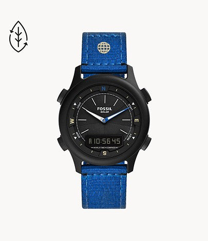 Limited Edition Solar-Powered Digital Blue RPET Watch