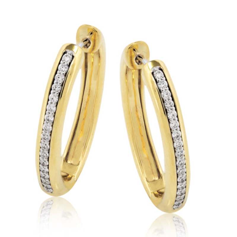 LE4699 18kt White And Yellow Gold Pair Of Earrings With .40ctw Diamonds