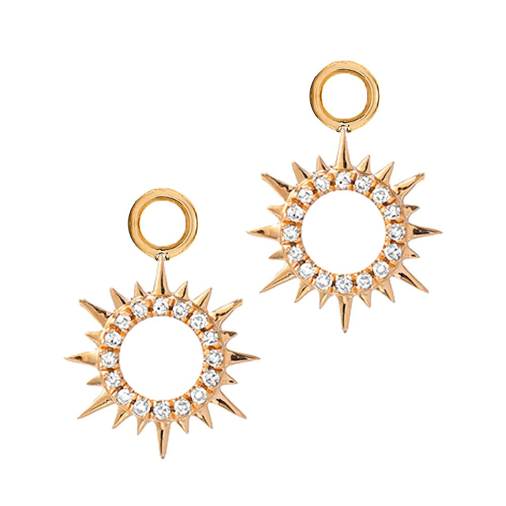 14K YELLOW GOLD AND DIAMOND PETITE SUNSHNE EARRING CHARMS