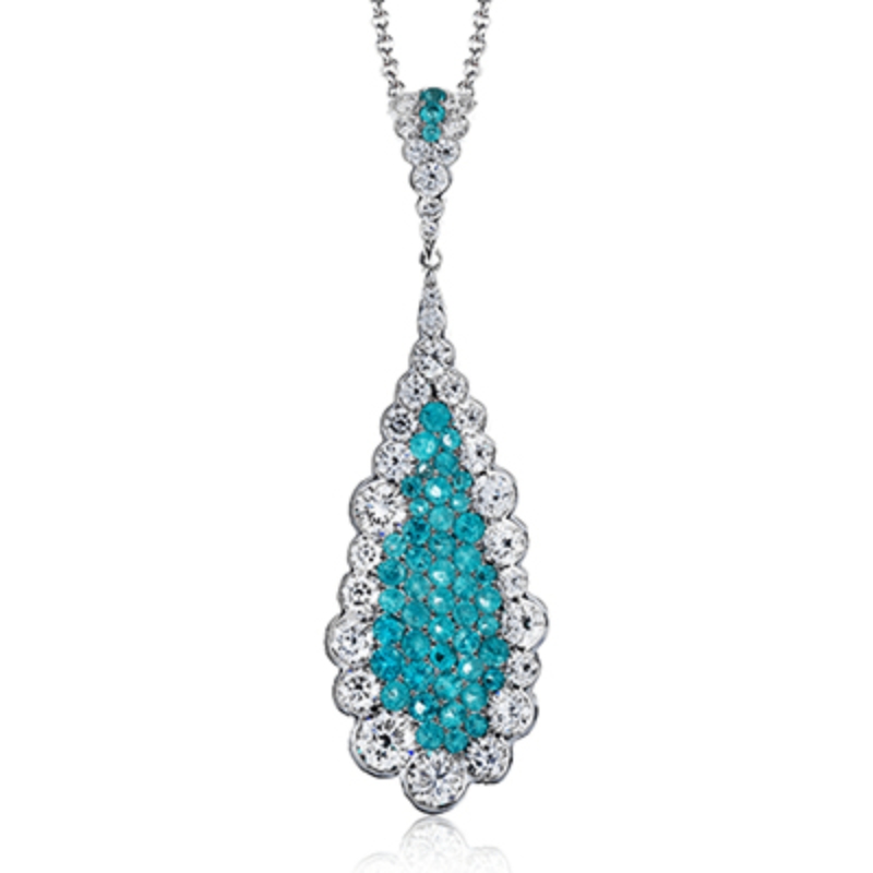 LP4311-A Tourmaline & Diamond Pendant In 18 Karat White Gold