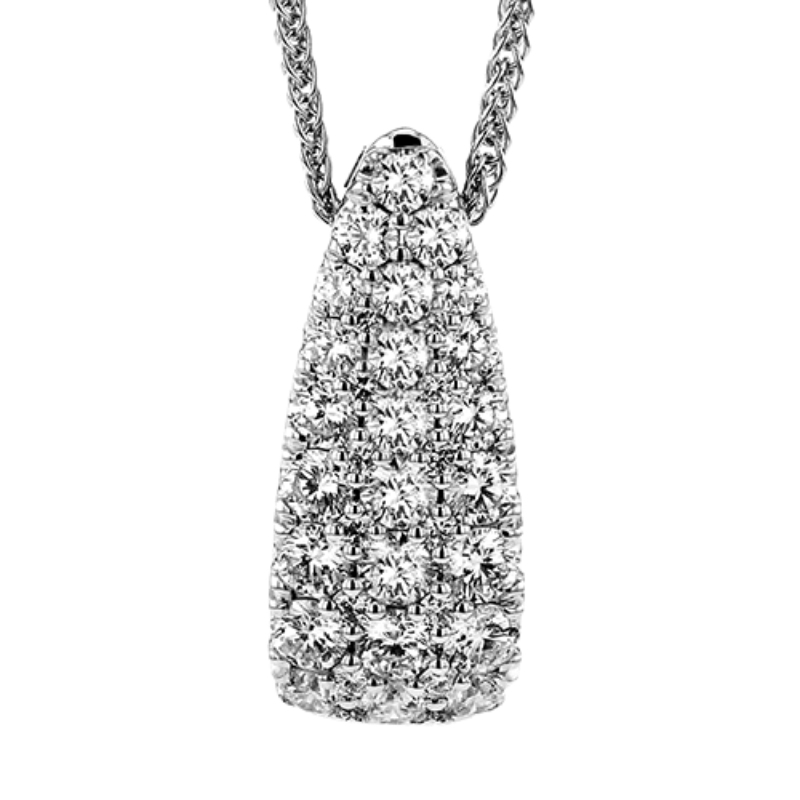 LP4886 Dome Diamond Pendant In 18 Karat White Gold