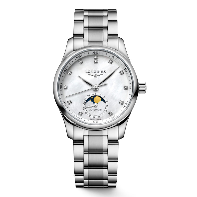 Longines Master Collection Stainless Steel Moonphase with Diamonds on Bracelet - L2.409.4.87.6