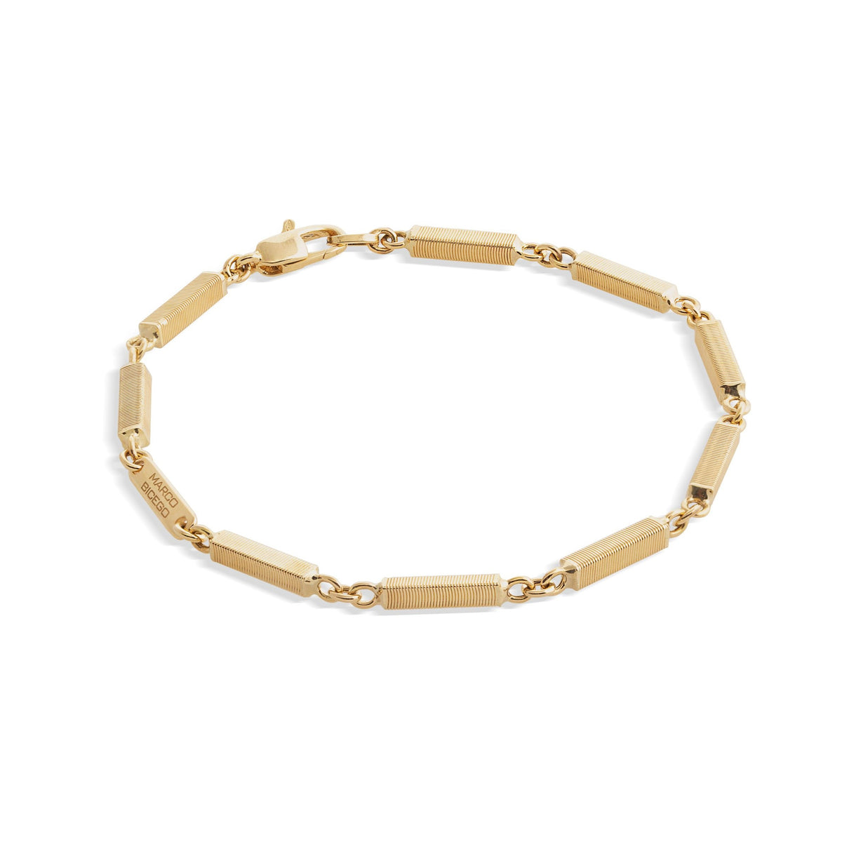 18K YELLOW GOLD COIL STATION WIDE LINK BRACELET
