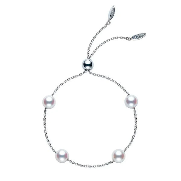 Mikimoto Akoya Cultured Pearl Station Bracelet in White Gold
