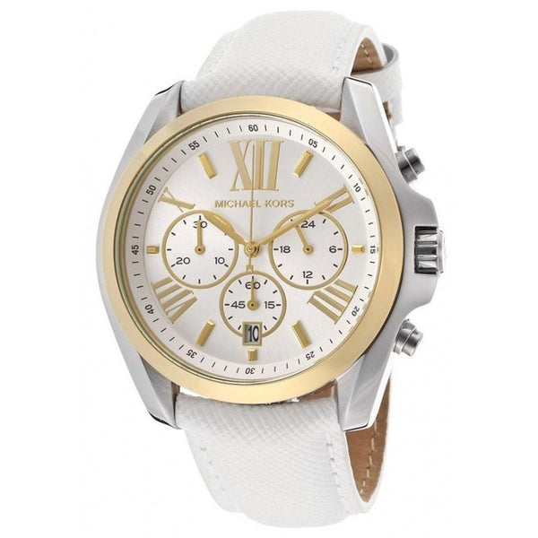Michael Kors Women's MK2282 Bradshaw Chronograph White Leather Watch