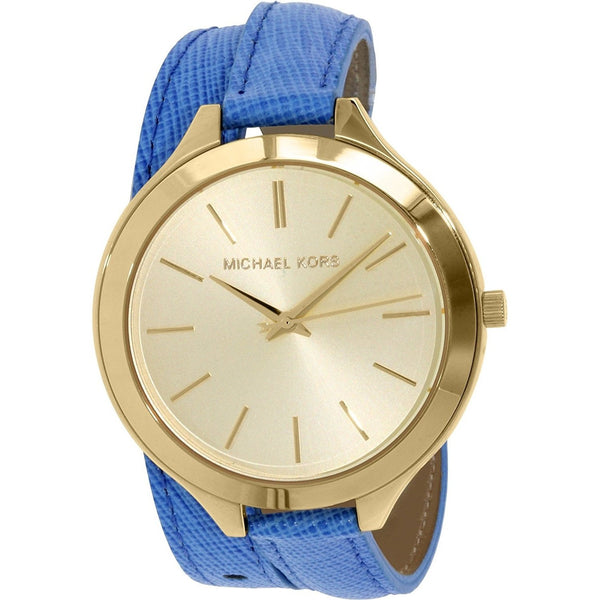Michael Kors Women's MK2286 Slim Runway Wraparound Blue Leather Watch