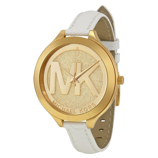 Michael Kors Women's MK2389 Slim Runway White Leather Watch