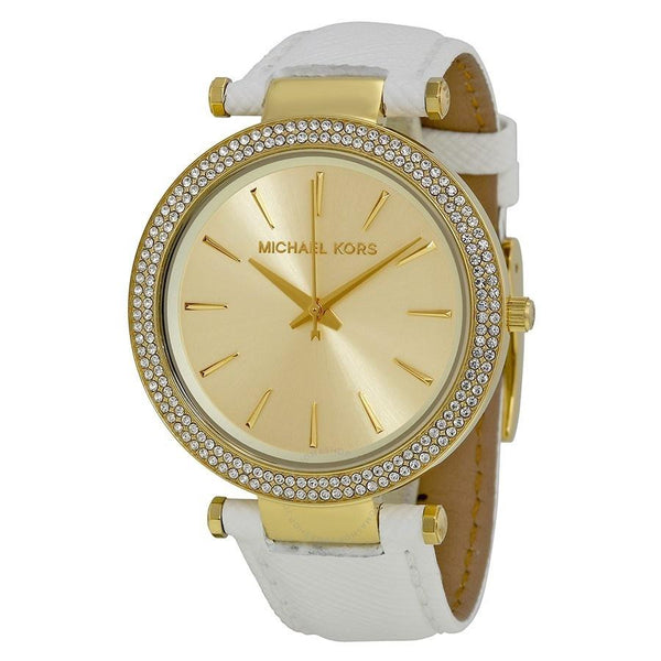 Michael Kors Women's MK2391 Darci Crystal White Leather Watch