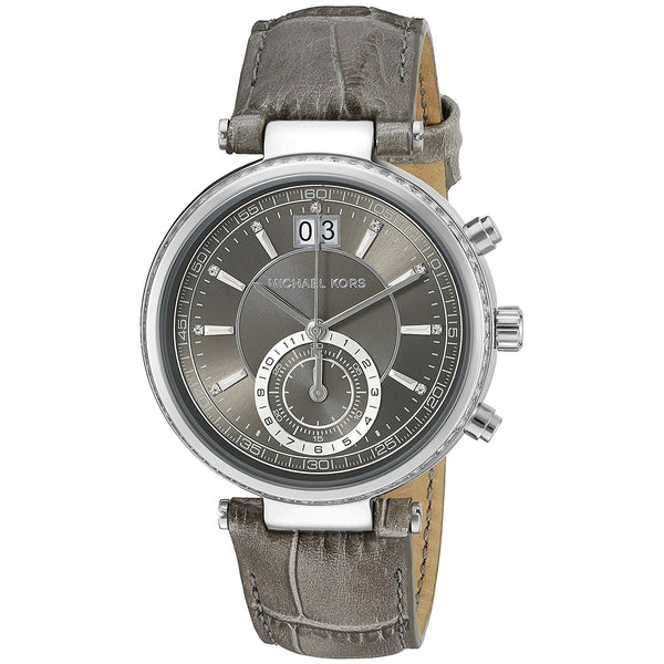 Michael Kors Women's MK2432 Sawyer Chronograph Crystal Grey Leather Watch