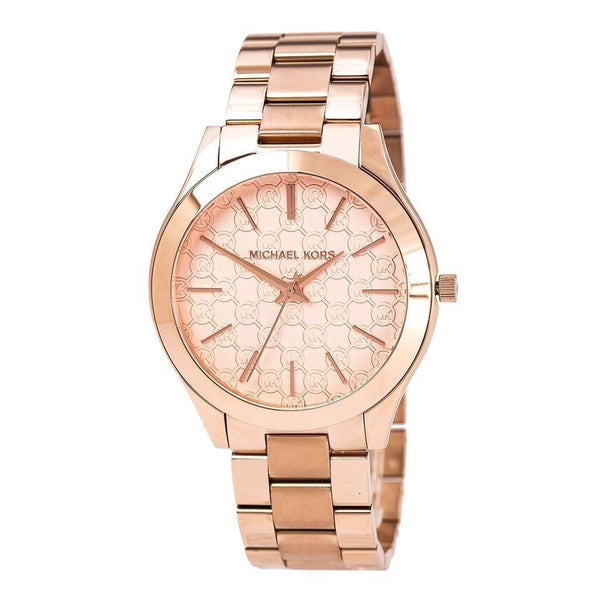 Michael Kors Women's MK3336 Runway MK Logo Rose-Tone Stainless Steel Watch