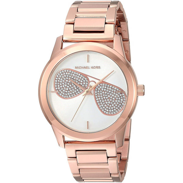 Michael Kors Women's MK3673 Hartman Crystal Aviators Rose-Tone Stainless Steel Watch