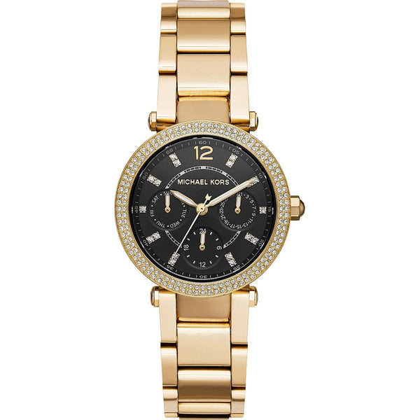 Michael Kors Women's MK3790 Mini Parker Multi-Function Crystal Gold-Tone Stainless Steel Watch