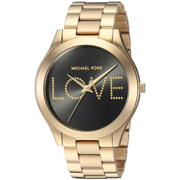 Michael Kors Women's MK3803 Slim Runway Love Crystal Gold-Tone Stainless Steel Watch