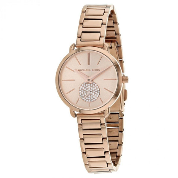 Michael Kors Women's MK3839 Portia Crystal Rose-Tone Stainless Steel Watch