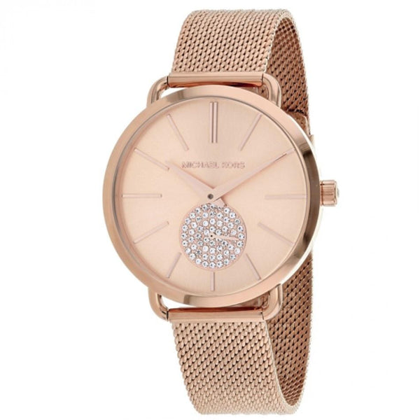 Michael Kors Women's MK3845 Portia Crystal Rose-Tone Stainless Steel Watch
