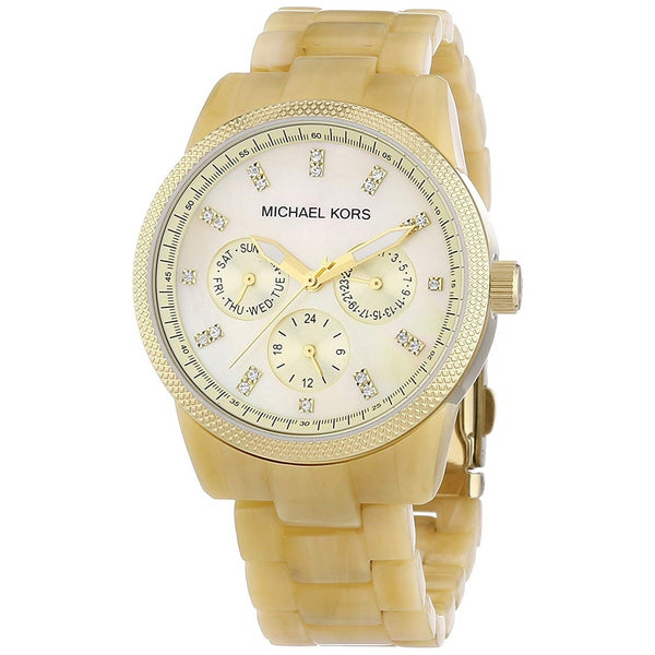 Michael Kors Women's MK5039 Jet Set Horn Multi-Function Crystal Yellow Plastic Watch