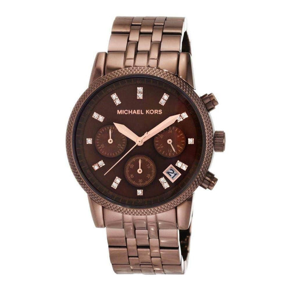 Michael Kors Women's MK5547 Casual Crystal, Chronograph Rose-Tone Stainless Steel Watch