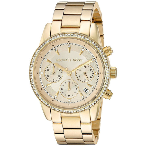Michael Kors Women's MK6356 Ritz Chronograph Crystal Gold-Tone Stainless Steel Watch