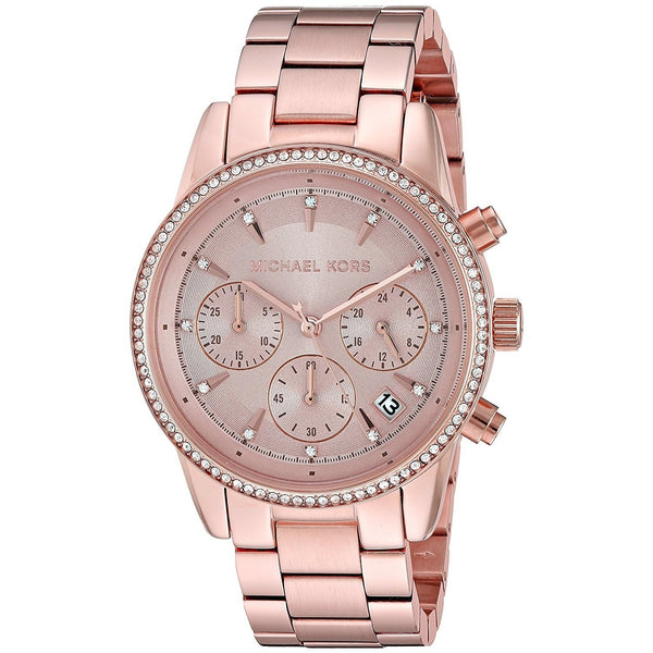 Michael Kors Women's MK6357 Ritz Chronograph Crystal Rose-Tone Stainless Steel Watch
