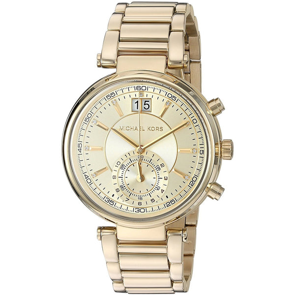 Michael Kors Women's MK6362 Sawyer Dual Time Crystal Gold-Tone Stainless Steel Watch