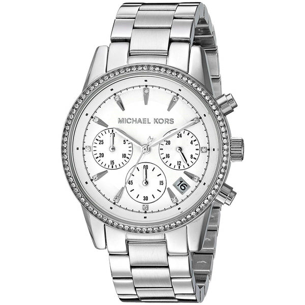 Michael Kors Women's MK6428 Ritz Chronograph Crystal Stainless Steel Watch