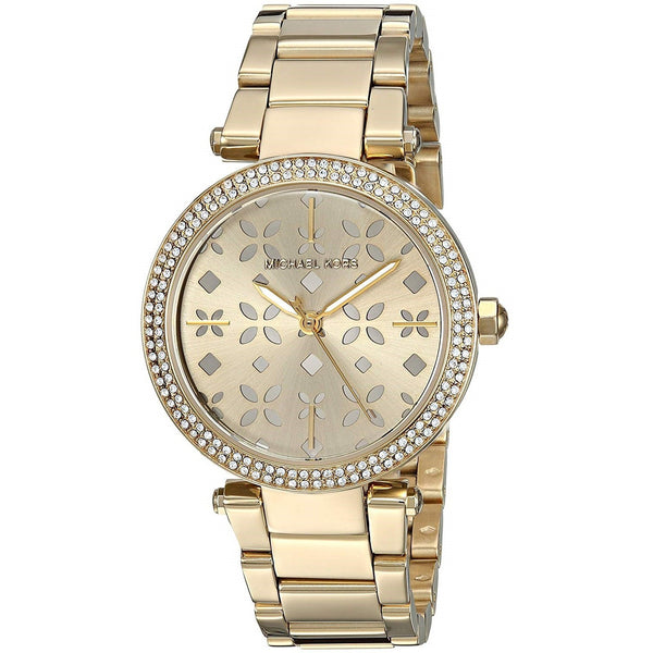 Michael Kors Women's MK6469 Mini Parker Floral Cutout Crystal Gold-Tone Stainless Steel Watch