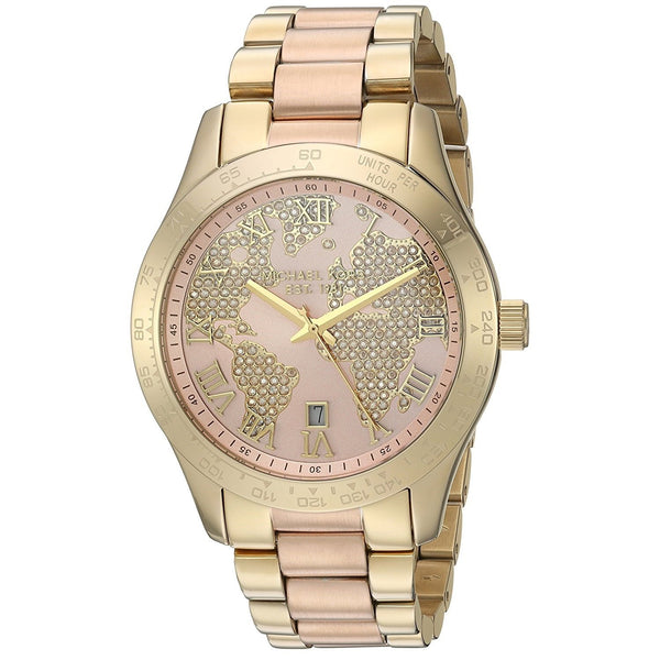 Michael Kors Women's MK6476 Layton World Map Crystal Two-Tone Stainless Steel Watch