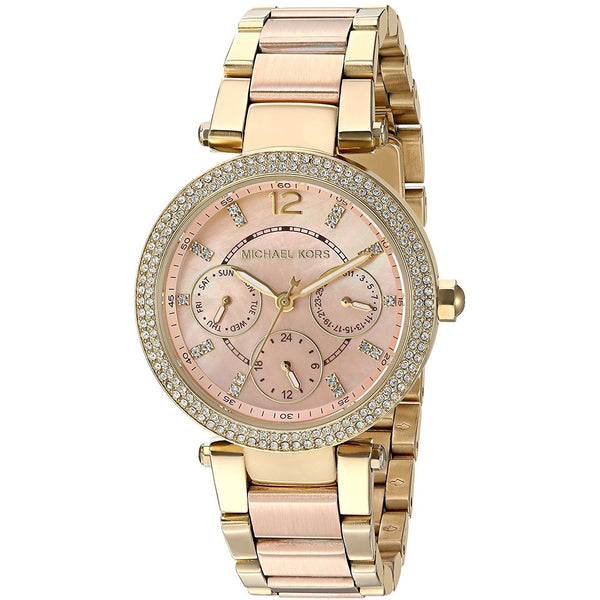 Michael Kors Women's MK6477 Mini Parker Multi-Function Crystal Two-Tone Stainless Steel Watch